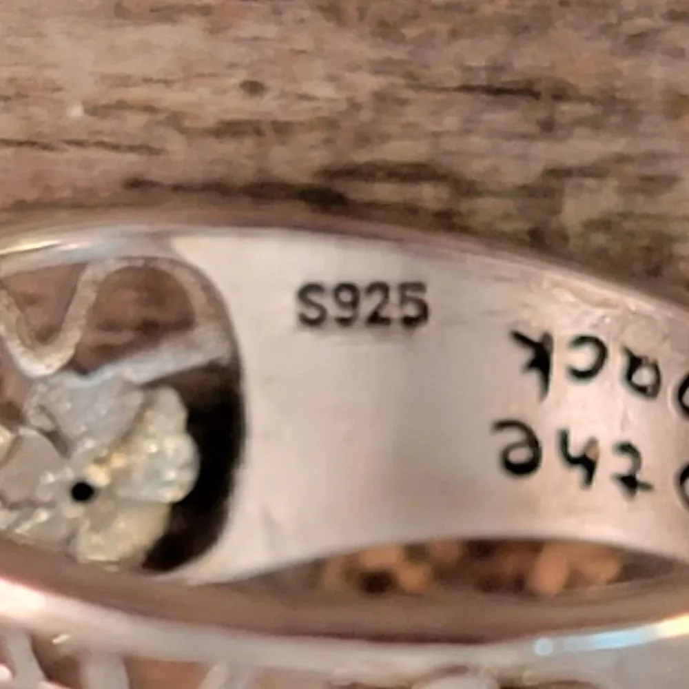 Sterling Openwork CZ Enamel Flowers Ring - Picture 5 of 8